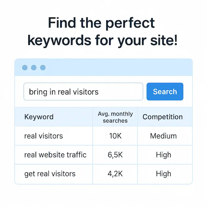 أدوات البحث عن الكلمات المفتاحية تساعدك على استهداف جلب زوار حقيقيين بسهولة.