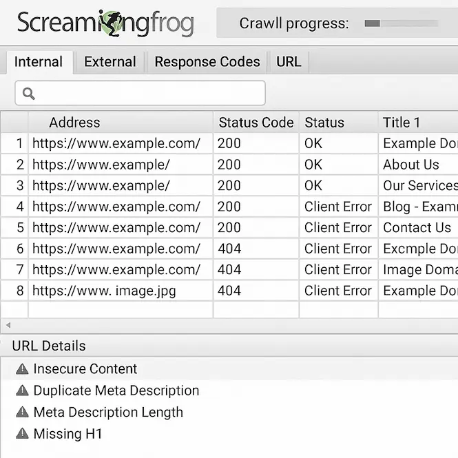أداة Screaming Frog لتحسين فهرسة الموقع وتحليل مشكلات السيو.