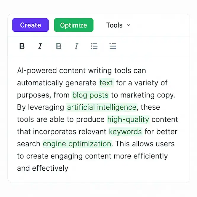 يساعد سيو الذكاء الاصطناعي إنشاء محتوى محسن تلقائيًا