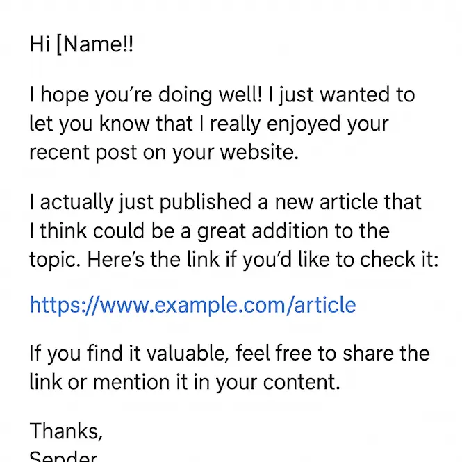 رسالة Outreach بسيطة ومخصصة لجذب باك لينك عالي الجودة.